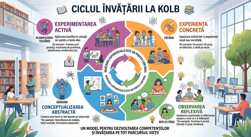CIclul invatarii la Kolb. imagine generata Nano banana